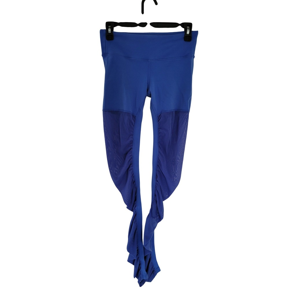 ALO YOGA Leggings Ruched‎ Mesh Blue Athletic Workout Pants Women's Medium #P